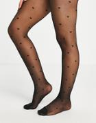 & Other Stories Sheer Heart Print Tights In Black