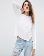 Asos Long Sleeve Top With Side Splits - White