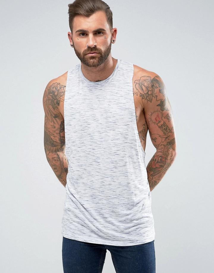 Asos Sleeveless T-shirt With Racer Back In Textured Fabric - Blue