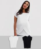 Asos Design Maternity Nursing 2 Pack T-shirt In Black And White - Multi