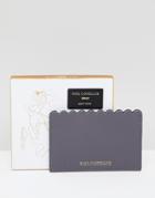 Paul Costelloe Real Leather Scallop Card Holder - Gray