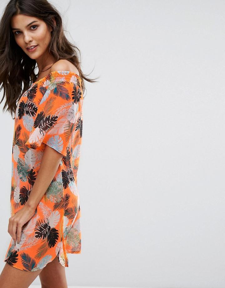 New Look Floral Bardot Dress - Orange