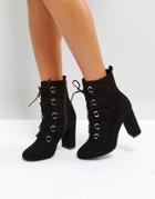 Faith Bria D Ring Lace Up Boots - Black