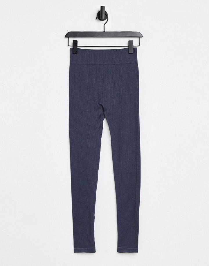 South Beach Seamless Ribbed Leggings In Dark Blue-blues