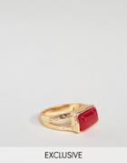 Designb Burgundy Stone Signet Ring In Gold - Gold