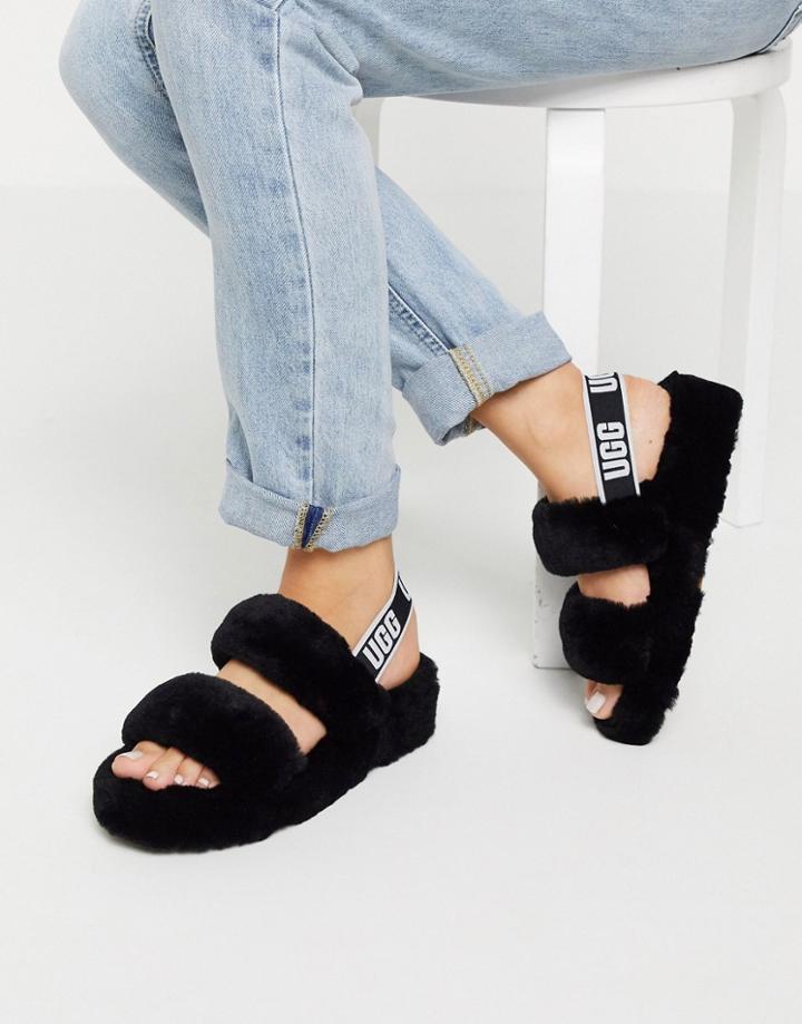Ugg Oh Yeah Double Strap Flat Sandals In Black