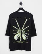 Asos Design Oversized T-shirt With Alien Print In Black