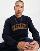 Carhartt Wip University Script Knitted Sweater In Navy