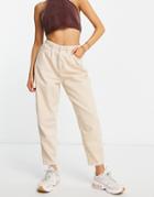 Missguided High Rise Crop Leg Carrot Jeans In Ecru-neutral