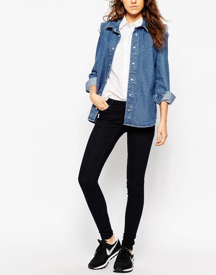 Grain Denim Spray Full Wash Skinny Jeans - Blue