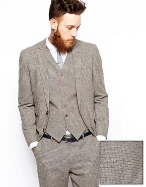 Asos Slim Fit Suit Jacket In Brown Dogstooth - Brown