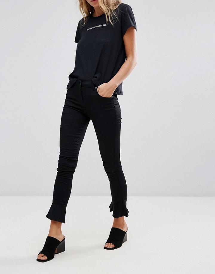 Parisian Flare Hem Skinny Jeans - Black