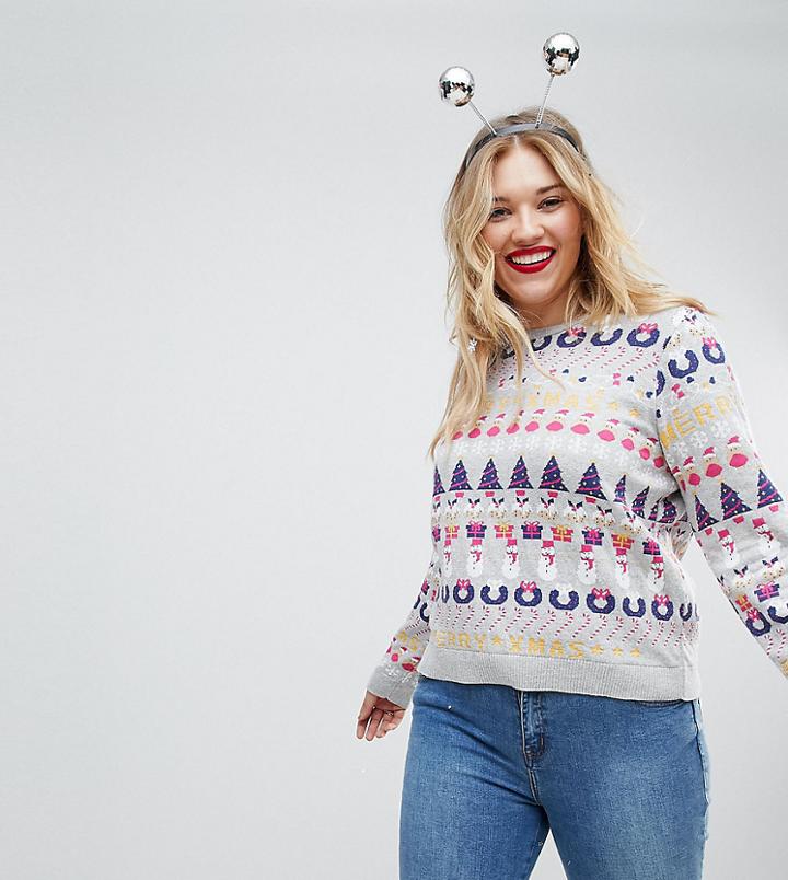 Asos Foundation Curve All Things Holidays Sweater In Metallic Yarn - Multi