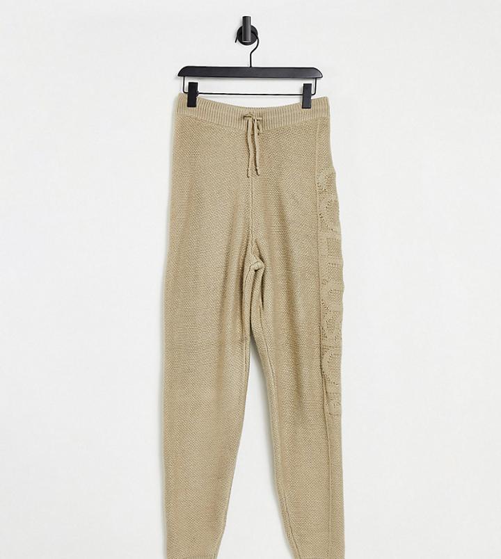 Collusion Unisex Knit Sweatpants Set In Ecru-white