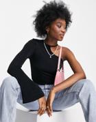 Stradivarius One Shoulder Slinky Top In Black