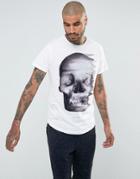 Religion Skull Curve Hem T-shirt - White