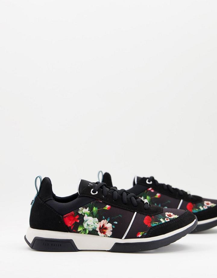 Ted Baker Ceyuh Floral Runner Sneakers In Black