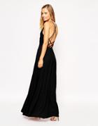 Asos Maxi Dress With Tie Back - Black
