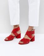 Asos Design Tosh Suede Crossover Sandals - Red