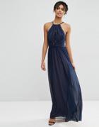 Asos Lace Insert Maxi Dress - Navy