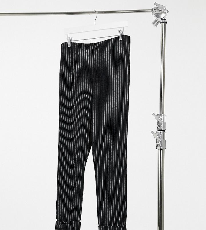 Yours Pinstripe Tapered Pants In Black