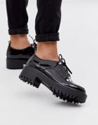 New Look Chunky Hiker Lace Up Flat Shoes In Black