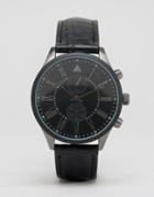 Asos Watch In Mixed Metal Finish With Black Croc Strap - Black