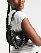 Topshop Nylon Mini Shoulder Bag With Buckle In Black