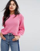 Missguided Balloon Sleeve Sweater - Pink