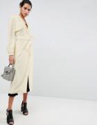 Asos Crepe Duster Trench - Pink