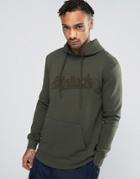 Antioch Curved Hem Hoodie With Towelling Script Logo - Green