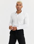 Asos Design Long Sleeve Jersey Polo In White