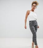 Asos Design Petite Farleigh High Waist Slim Mom Jeans In Mono Check - Multi
