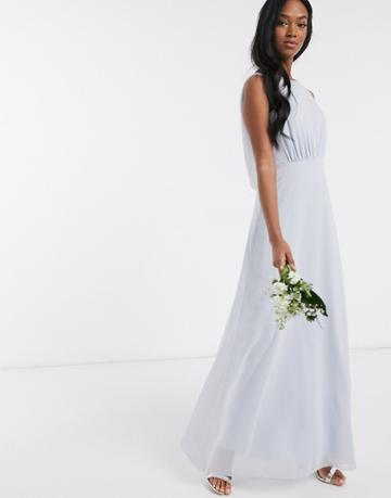 Maids To Measure Bridesmaid Cowl Back Chiffon Dress-blues