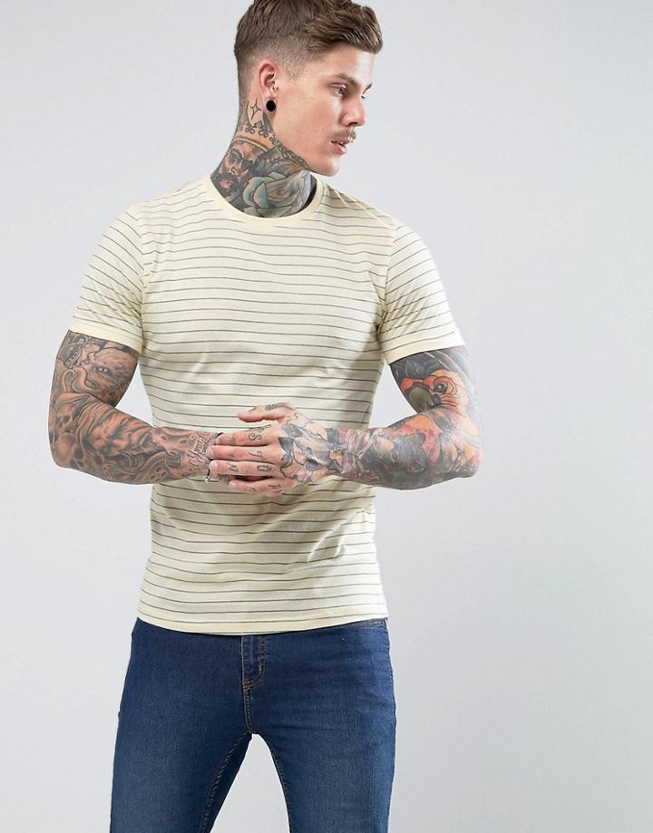 Brave Soul Stripe T-shirt - Yellow