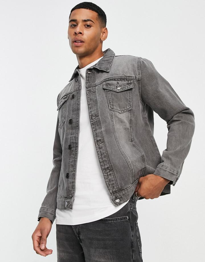 Brave Soul Slim Fit Denim Jacket In Gray