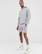 Asos Design Two-piece Skinny Shorts With Placement Print & Raw Edge With Dark Future Logo - Gray