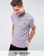 Ted Baker Tall Stripe Polo With Contrast Collar - Purple