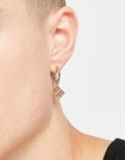 Asos Design Hoop Earrings With Greek Cube Design In Gold Tone