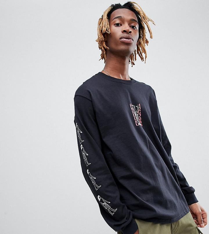 Crooked Tongues Long Sleeve T-shirt In Black With Sleeve Print - Black