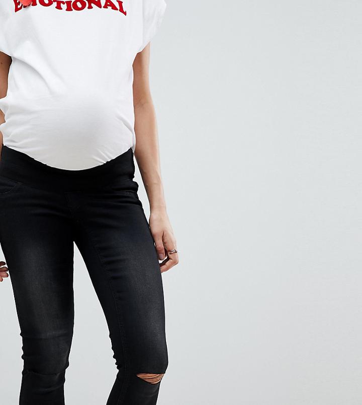 Supermom Maternity Ripped Skinny Jeans - Black