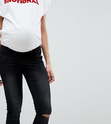 Supermom Maternity Ripped Skinny Jeans - Black