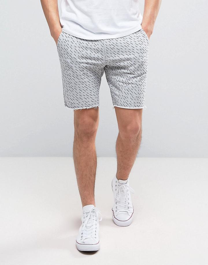 Blend Line Print Sweat Short - Gray