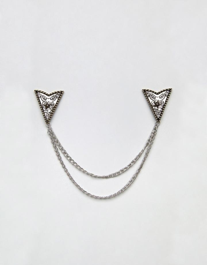 Asos Design Western Collar Tips - Silver