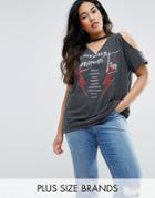New Look Plus Cold Shoulder Band Tee - Gray