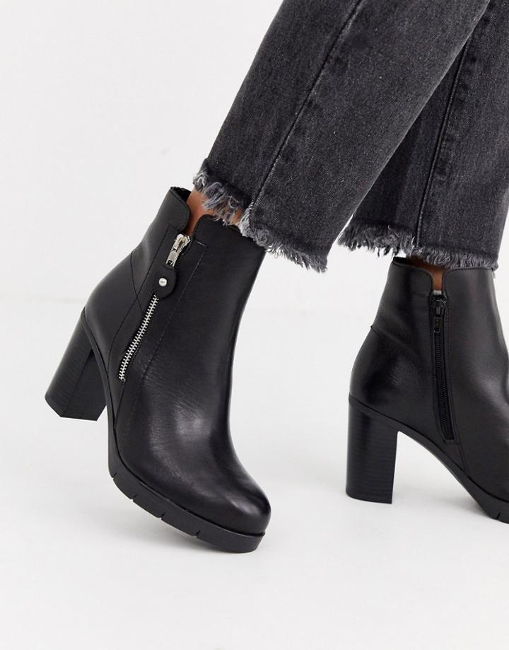 Aldo Giolia Side Zip Leather Heel Boot-black