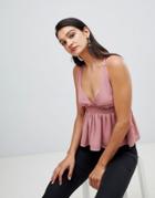 Vero Moda Smocked Cami Top With Cross Back - Pink