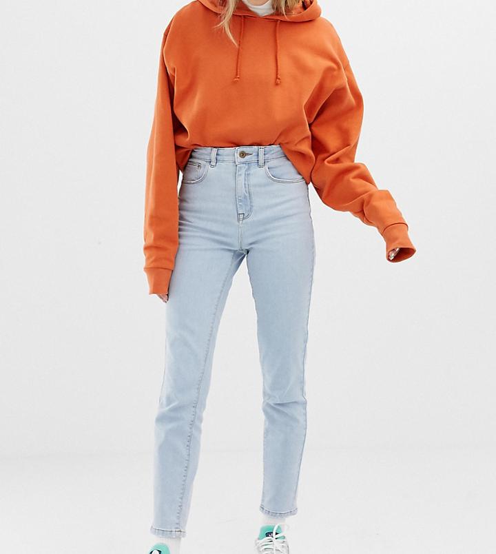 Collusion Slim Mom Jeans In Light Stone Wash - Blue