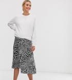 Asos Design Maternity Under The Bump Pleated Midi Skirt In Animal Print - Multi