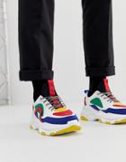 Asos Design Sneakers In Primary Color Pop And Chunky Sole - White